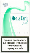 Monte Carlo Super Slims Fresh 100`s Cigarette Pack